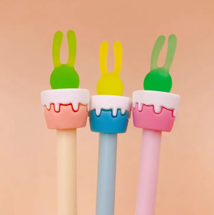 4 шт./компл. Kawaii 0,5 чашка мм Кролик Силиконовый гель черные чернила для ручек ручки для письма из Кореи; Канцтовары офисный школьный расходные материалы