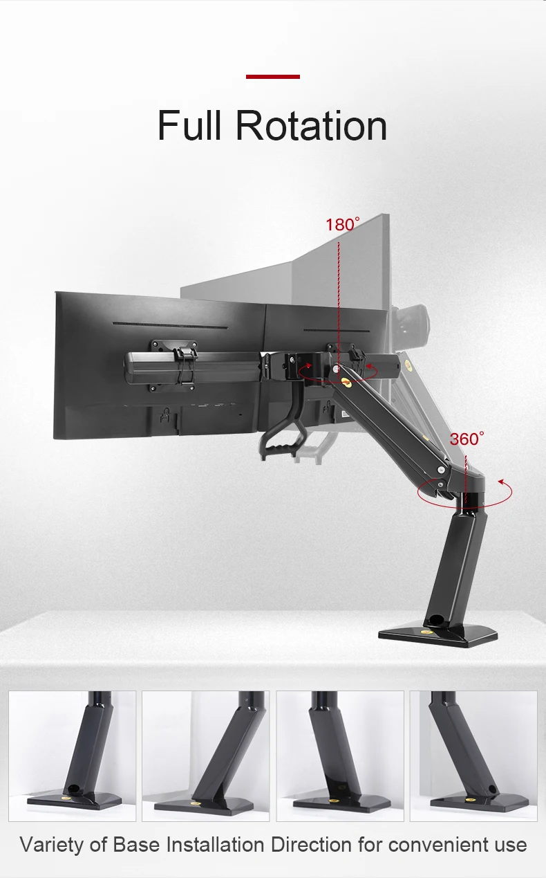 NB F32 газовая стойка 24-32 дюймов двойной экран кронштейн для монитора Настольный стенд рабочая станция нагрузка 2-15kgs