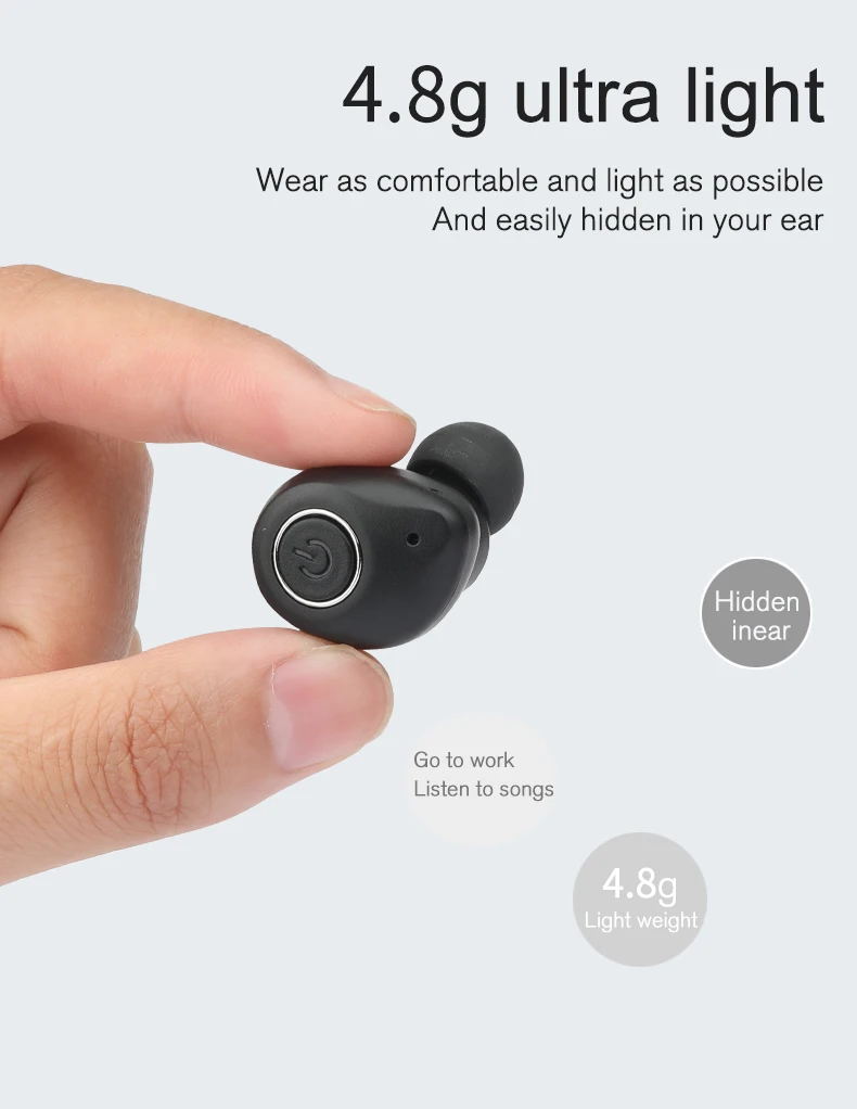 TWS Bluetooth 5.0 HD Call Earphone Mini True Wireless Earbud Waterproof Sweatproof Sports Headset Portable Headphone for Driving