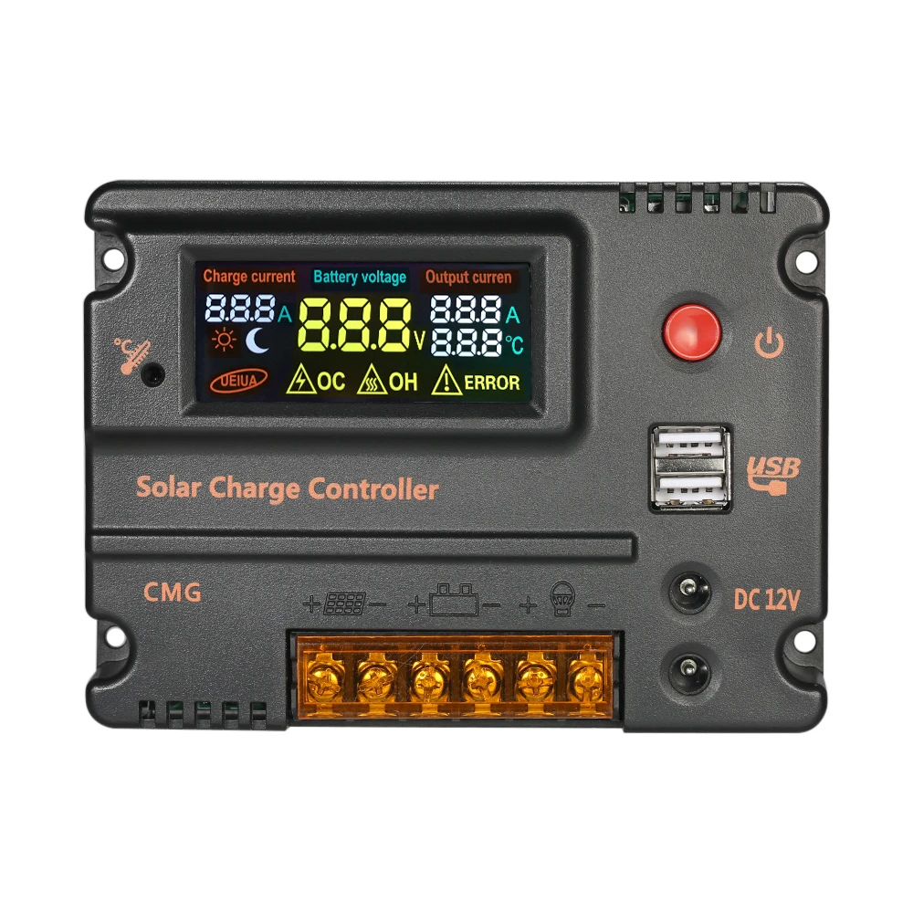 

20A 12V 24V Solar Charge Controller Battery Regulator with LCD Color Display Overload Protection Temperature Compensation