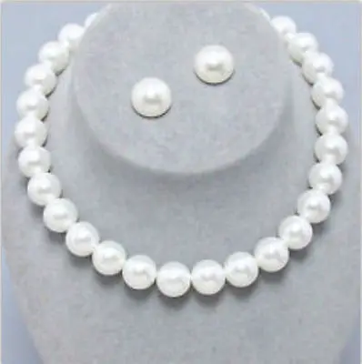 

Free shipping Miss charm Jew.246 classic sets 10- 11mm natural south sea white pearl necklace18inch earring