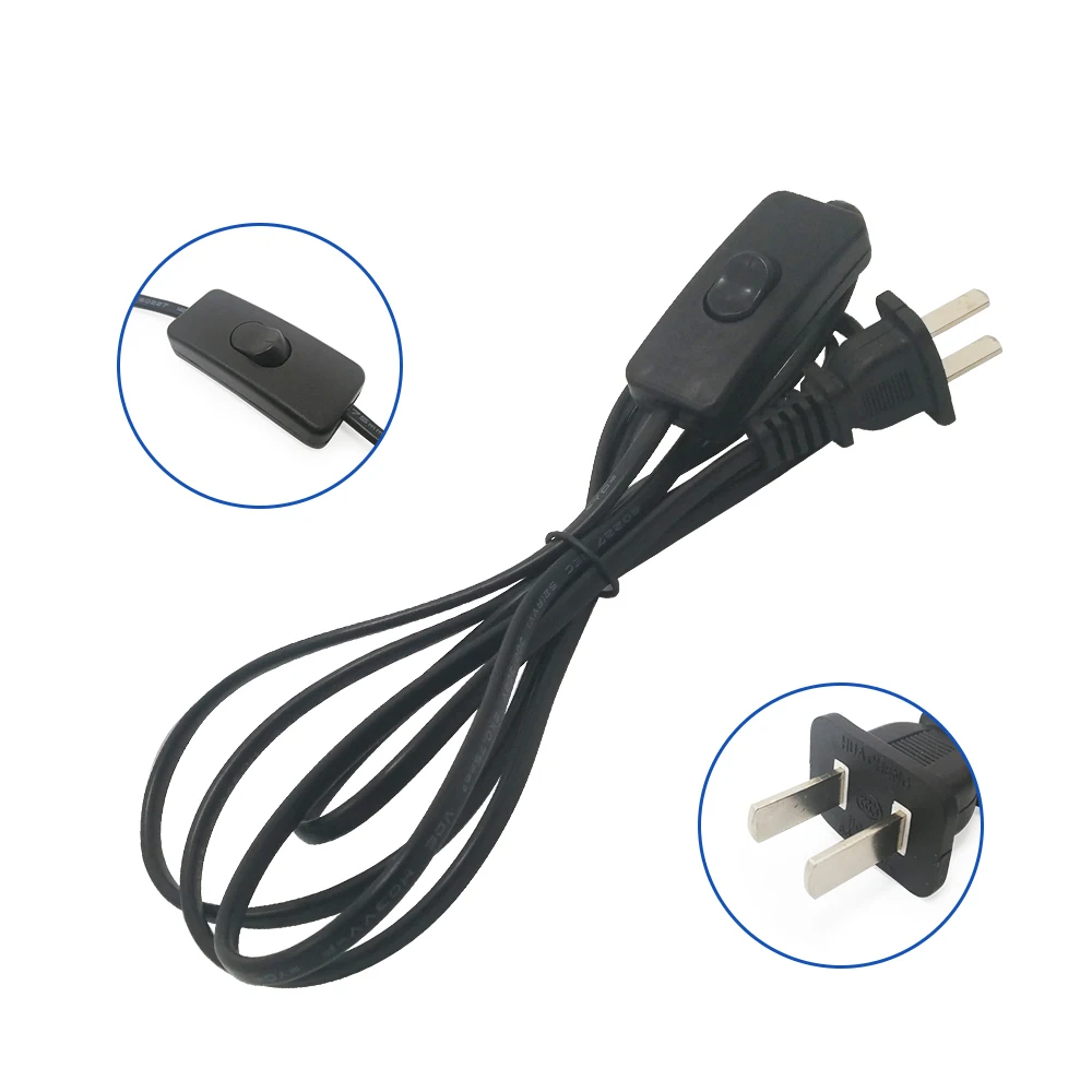 Dual-Color 1.8m AC Power Extension Cord with On/Off Switch and US Plug Adapter