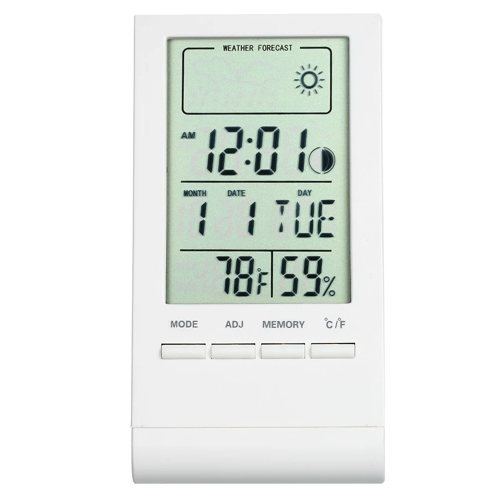 Цифровой термометр гигрометр закрытый открытый измеритель температуры и влажности C/F сенсор ЖК-дисплея портативная метеостанция - Цвет: white