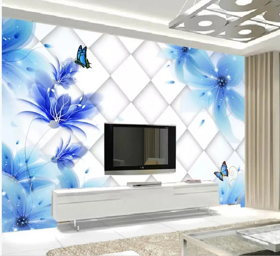 modern wallpaper walls Blue lily 3D TV background wall mural 3d wallpaper 3d wall papers for tv backdrop modern wallpaper walls Blue lily 3D TV background wall mural 3d wallpaper 3d wall papers for tv backdrop