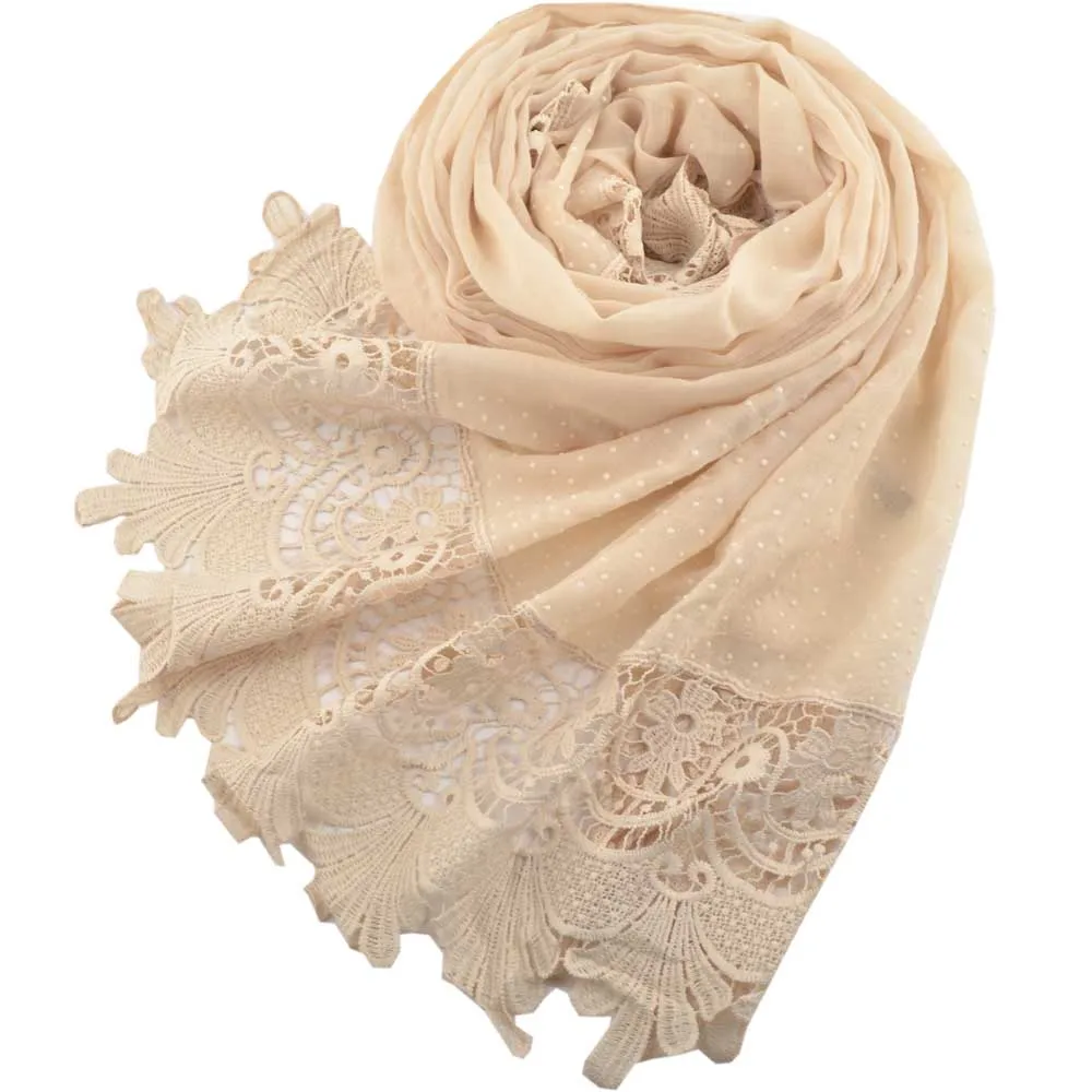 Женский модный хлопковый кружевной шарф со стразами, цветочный кружевной пляжный шарф-шаль, простой мусульманский хиджаб накидка, Повязка На Голову Бандана