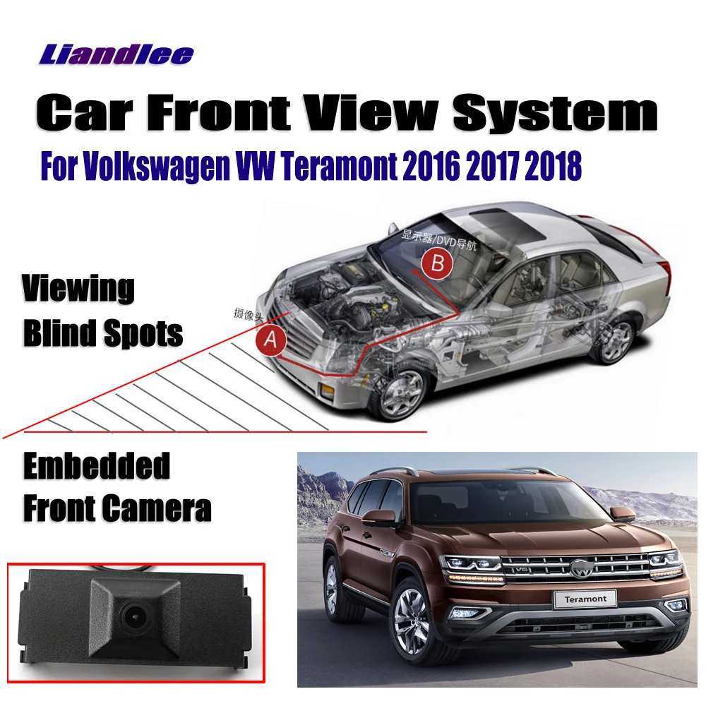 

Liandlee Car Front View Camera Logo Embedded For Volkswagen VW Teramont 2016 2017 2018 4.3" LCD Monitor Cigarette Lighter Switch