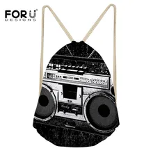 FORUDESIGNS Сумки на шнурке с печатью Ретро Радио шаблон струны рюкзак для девочек мальчик высокого качества экологически чистый мешок подарок