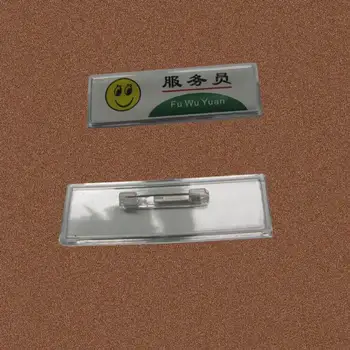 

High Quality 200pcs Transparent Badges Holder Clip With Pin New School Student Office Waiter Work Card Badges Holders Supplies