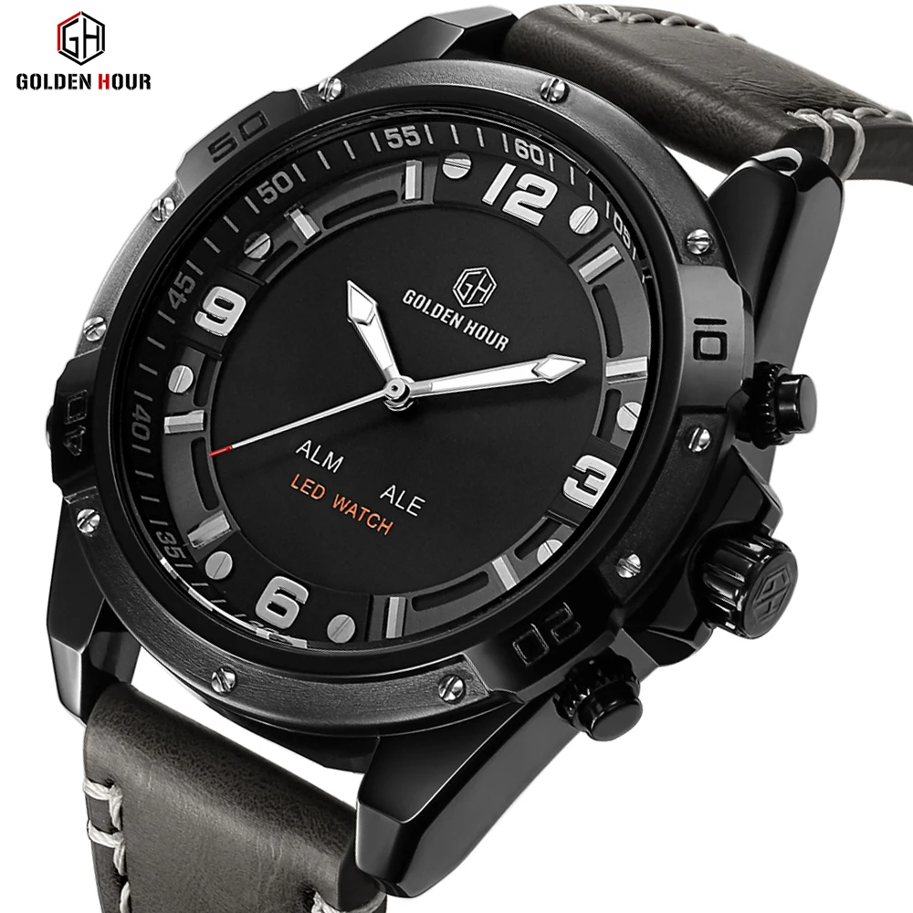 Мужские часы Reloj Hombre GOLDENHOUR армейские водонепроницаемые аналоговые erkek kol saati с
