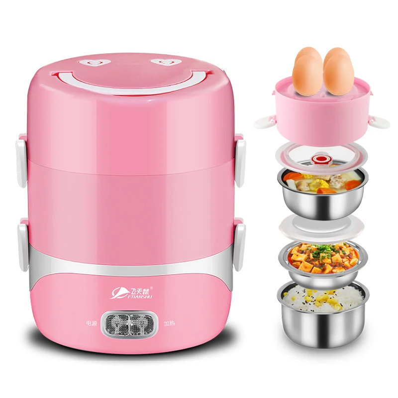 

Electric Lunchbox Three Layers Hot Rice Cooker Plug In Rice Cooker Heating Work with Rice Sealed Fresh 1.2L 1-2 People