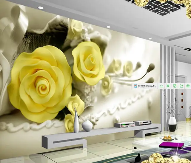 Dekoration 3d badezimmer tapete Gelb Rose schöne mode blumen tapeten