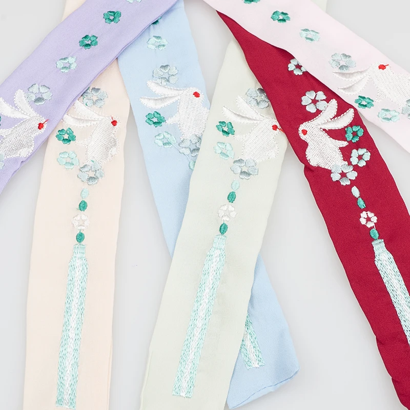 

2018 spring new national style Hanfu ancient style accessories cartoon anime embroidery flower color flower hair band hair rope