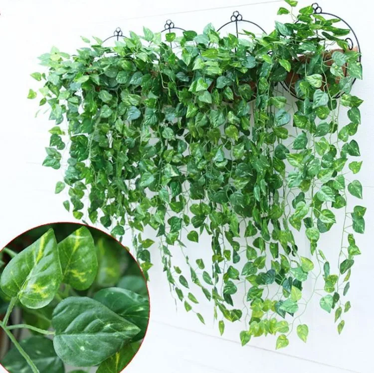 10Pcs Green Artificial Fake Hanging Vine Plant Leaves Foliage Flower