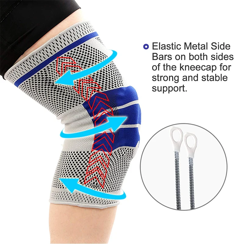 3D ткачество силиконовые наколенники Поддержка брекса Волейбол Баскетбол Meniscus защита колена спортивные предохраняющие наколенники