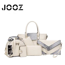 Jooz Brand Luxury Fashion 6Pcs Alligator Women Leather bags Set Women Shoulder Crossbody Bags Handbag Purse