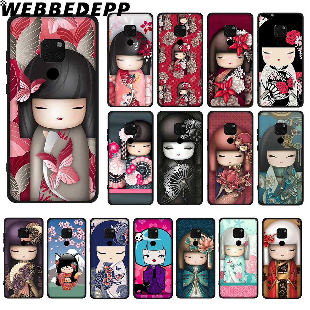 

WEBBEDEPP kawaii Japanese Kokeshi doll Soft TPU Case for Huawei Y6 Y7 Prime Y9 Mate 10 20 Lite Pro Nova 2i 3i 4