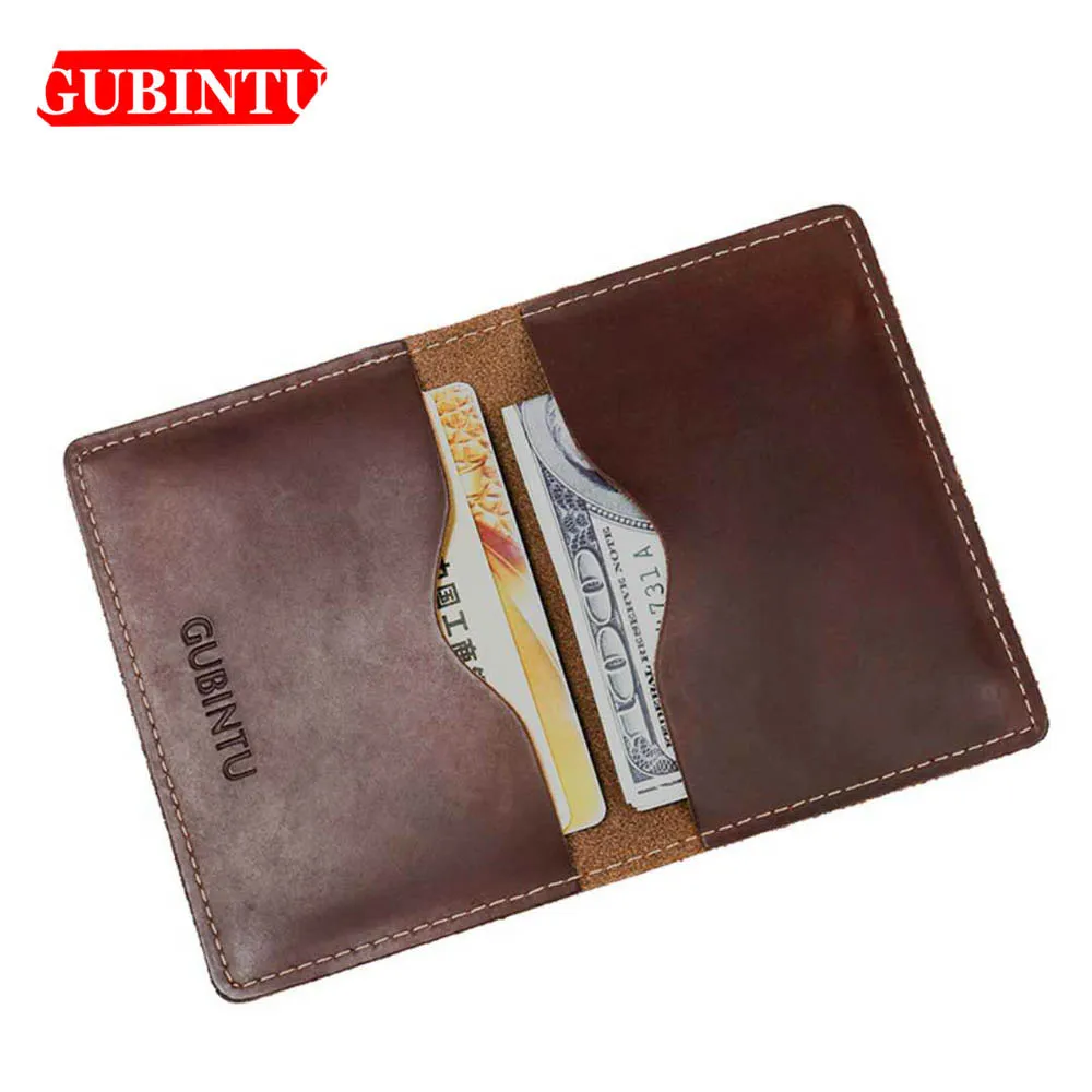 Gubintu Geniune Leather Men Short Wallets Causal Wallets Passcard Pocket Card Holder Coin Pocket Fashion Wallets For Men