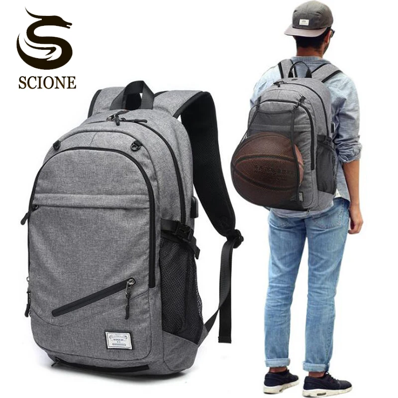  Male Laptop Backpack Canvas Men USB Backpack School Bags for Teenager Ball Bag Pack Multifunction T