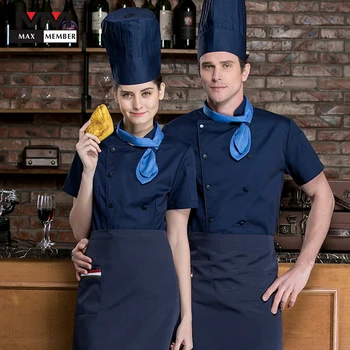 

Top Quality New Cook Suit Short Sleeves Restaurant Cook Chef Jacket Men Women Cotton Waiters Uniforms Hotel Kitchen Work Wear