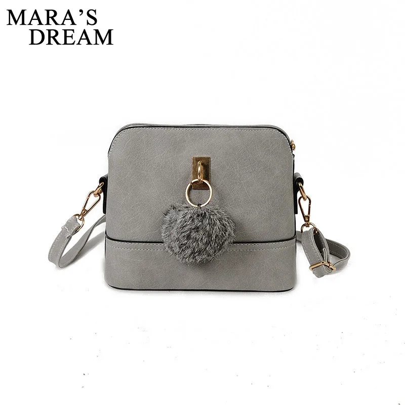 

Mara's Dream Women Shoulder Bags Fashion Bag With Plush Ball Shell Women Small Messenger Crossbody Bag Ladies Zipper HandBags