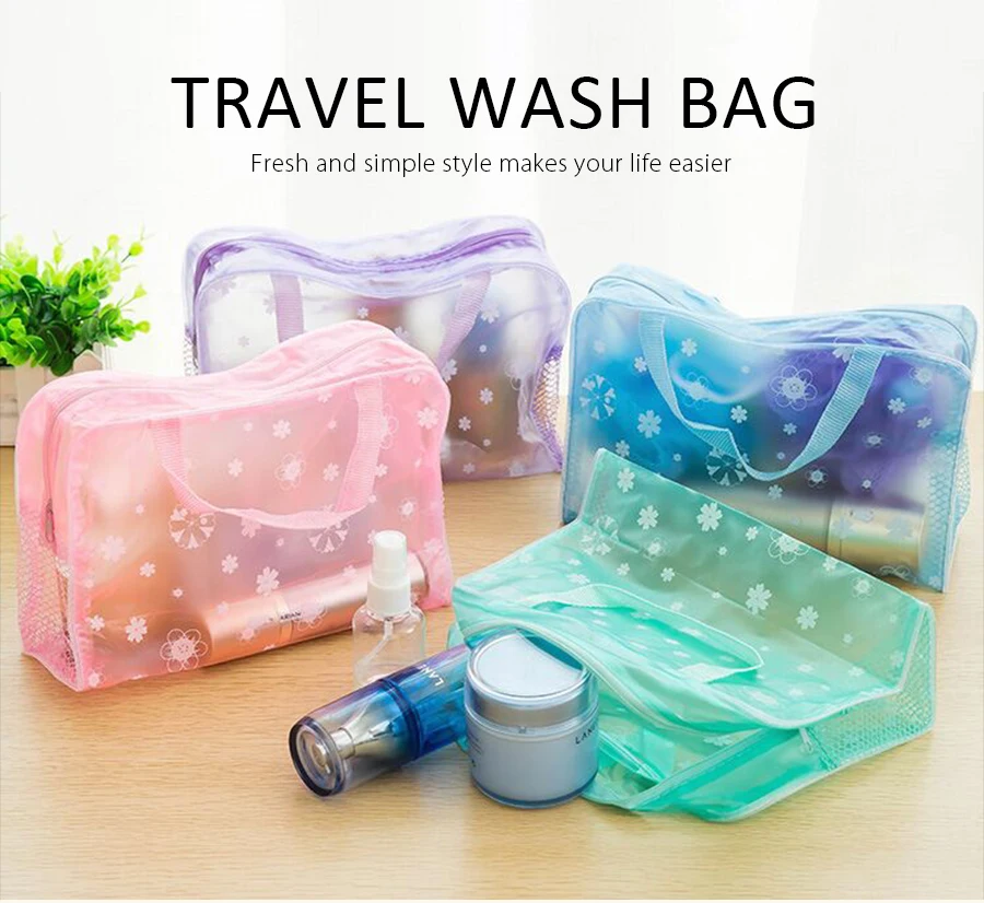 

Large Capacity Clear Travel Cosmetic Bag Bathroom PVC Beach Waterproof Wash Bag Case Box Makeup Pouch Storage Bags for Travel