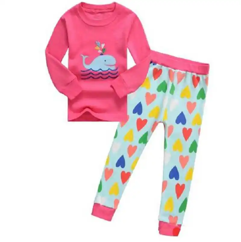 Розничная модные детские пижамы пижамы для детей с рисунками футболка с длинными рукавами и штаны комплект одежды для мальчиков и девочек пижама для малышей - Цвет: at the pictures