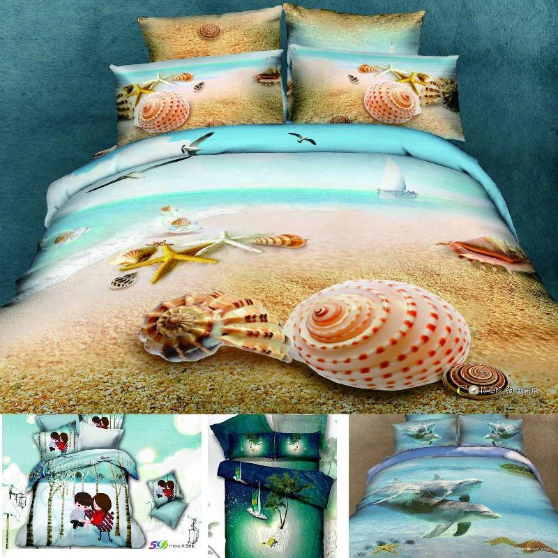 Queen Beach Theme Bedding 3d Bedding Set Beach Duvet Cover Set 100