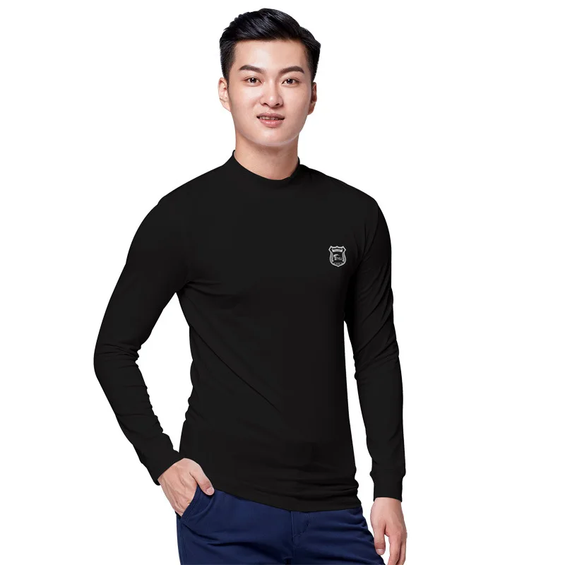 

Men Golf Shirts Winter Autumn Warm Fleece Bottom Underwear Shirt Male Long Sleeve O-Neck Tight Comfort Golf Apparel D0661