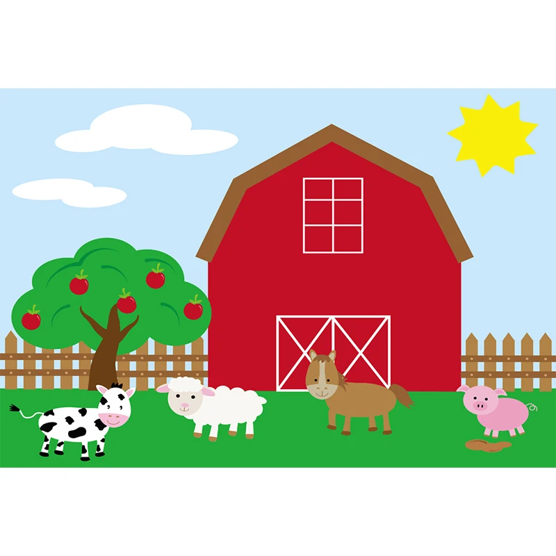 Фон для вечеринки в честь Дня Рождения HUAYI Custom Barnyard детей с изображением животных