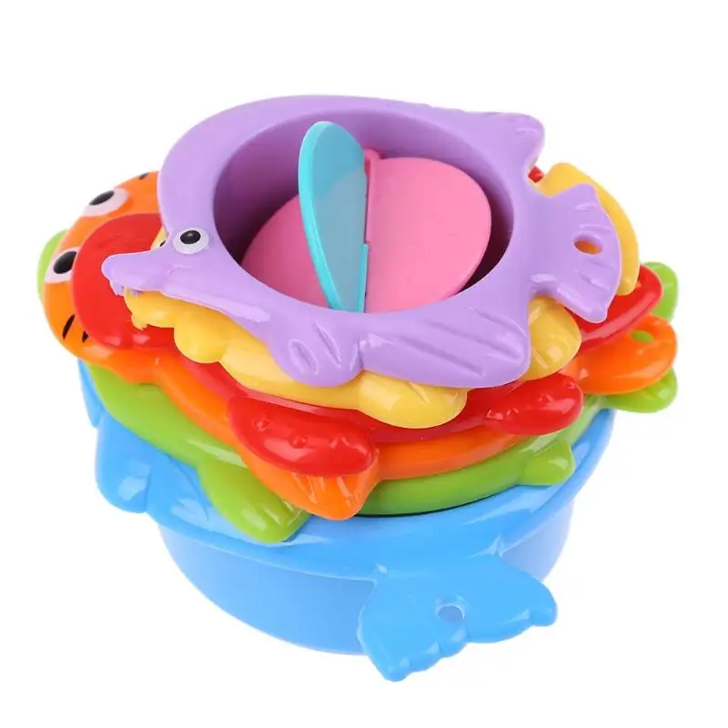 

Funny Piles Cup Stack Cup Kids Baby Bath Toy Baby Stacking Pile Up Tower Count Cups Bath Toy Plastic Toy for Kids baby gift