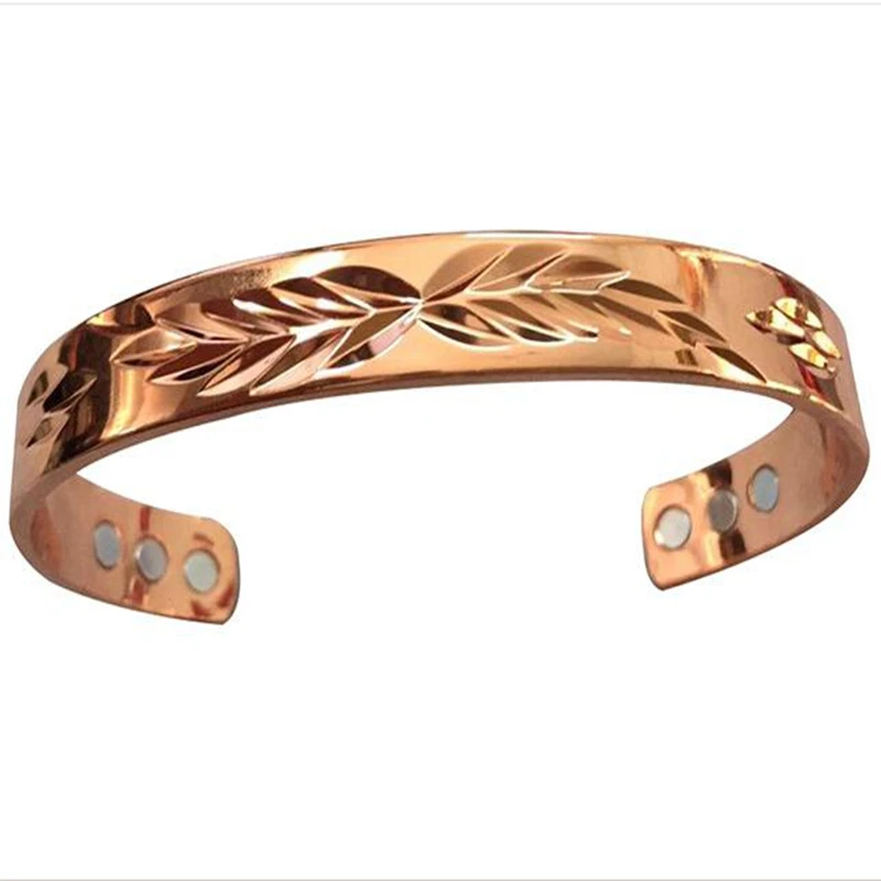 

2018 New Arrival Couple Bracelet Bio Energy Wristband Knife Leaf Engraved Jewelry for Women Man AAA Rose Color Free Shopping