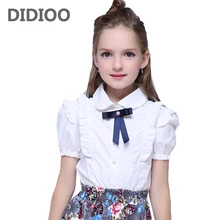2016 Été Filles Blouse Enfants Bébé Fille Vêtements Coton Tops Dentelle École Blanc Blouses Pour Les Filles Courtes Chemises Vêtements Pour Enfants