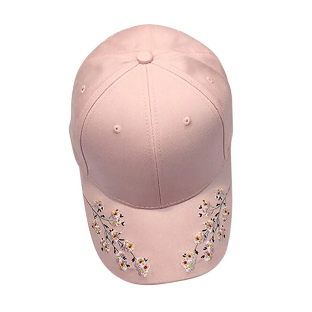

Embroidery Flower Baseball Cap Fashion Casual Pure Cotton + Polyester Visor Adjustable Adult Lady Hat High Quality Joker Hats