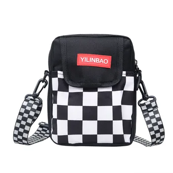 

Harajuku Plaid Panelled Shoulder Messenger Bags Women Crossbody lattice Student Schoolbag Unisex Couples Riding bag Phone pocket