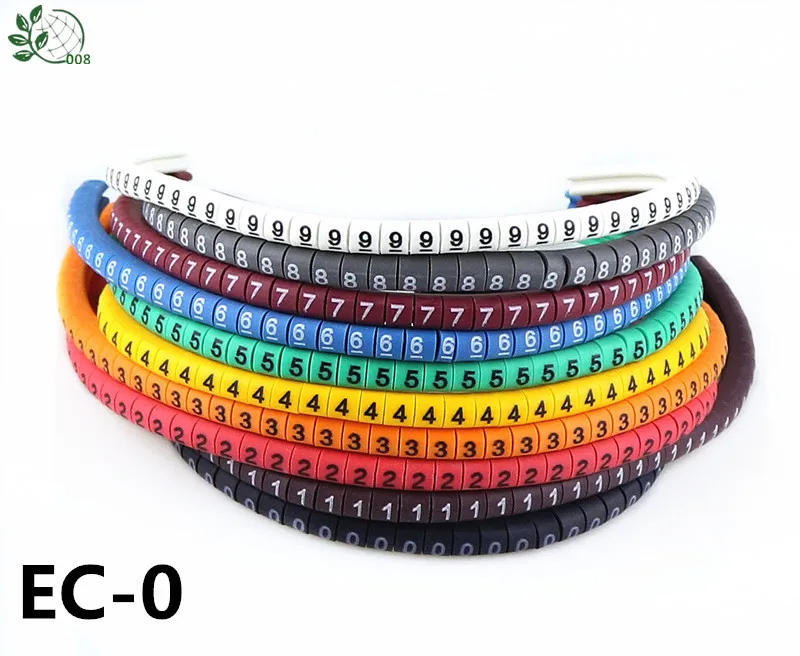 

500PCS EC-0 Cable Wire Marker 0 to 9 For Cable Size 1.5 sqmm Colored