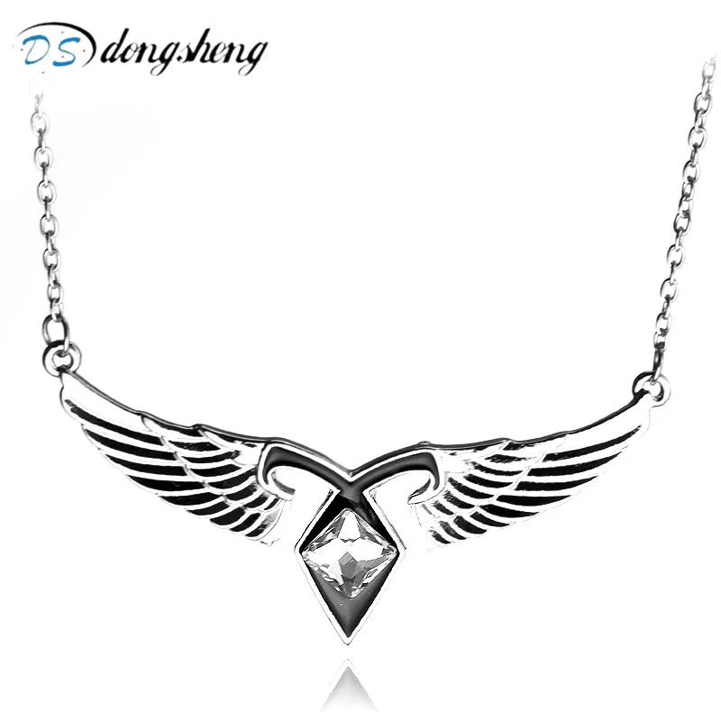 

dongsheng Fashion Women Film Jewelry Mortal Instruments City of Bones Ashes Angel Wings Power Rune Pendant Choker Necklace-30