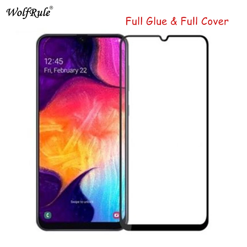 2Pcs Lcd Screen Protector Per Samsung Galaxy A50 Pieno Di Colla Di Vetro Temperato Per Samsung A50 Pieno Della Copertura Di Vetro Per Samsung A50 A30 