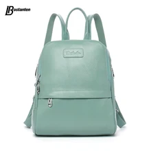 Bostanten moda mochila de cuero genuino de las mujeres bolsos de estilo preppy niñas mochila mochilas escolares cremallera kanken mochila de cuero