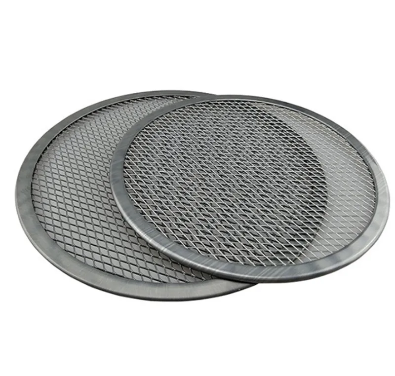 AB_ Aluminum Pizza Tray Screen Mesh Pan Non-stick Net Pastry Bakeware Baking Too 