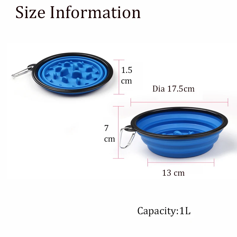 Собака кошка интерактивные медленно Еда миску складной подачи здоровый наворотов Блюдо Собака Еда подачи воды Путешествия Чаша