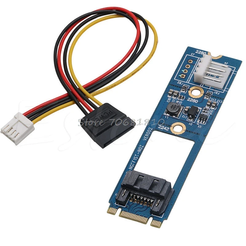 

M.2 NGFF to SATA III SSD 7 Pin Adapter Converter Board Card PCB NGFF Power 4pin
