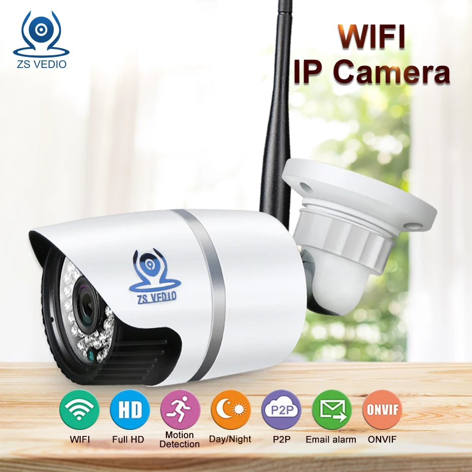ZSVEDIO камеры наблюдения Беспроводная IP камера CCTV WIFI Открытый водонепроницаемый HD