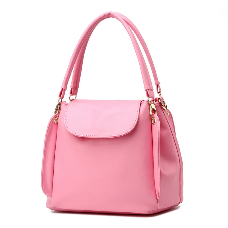 Elegant PU Women Handbag Shoulder Bag 3 Layers Tote Bucket Bag Pink Crossbody Messenger-in ...