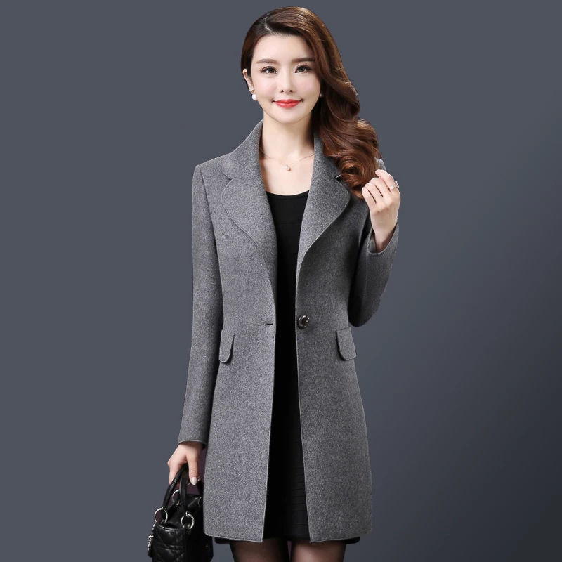 

High Quality Free Shipping New Autumn Winter Wool Coat Long Medium Old Age Temperament Mother Plus Size Coat Fashion Jaket