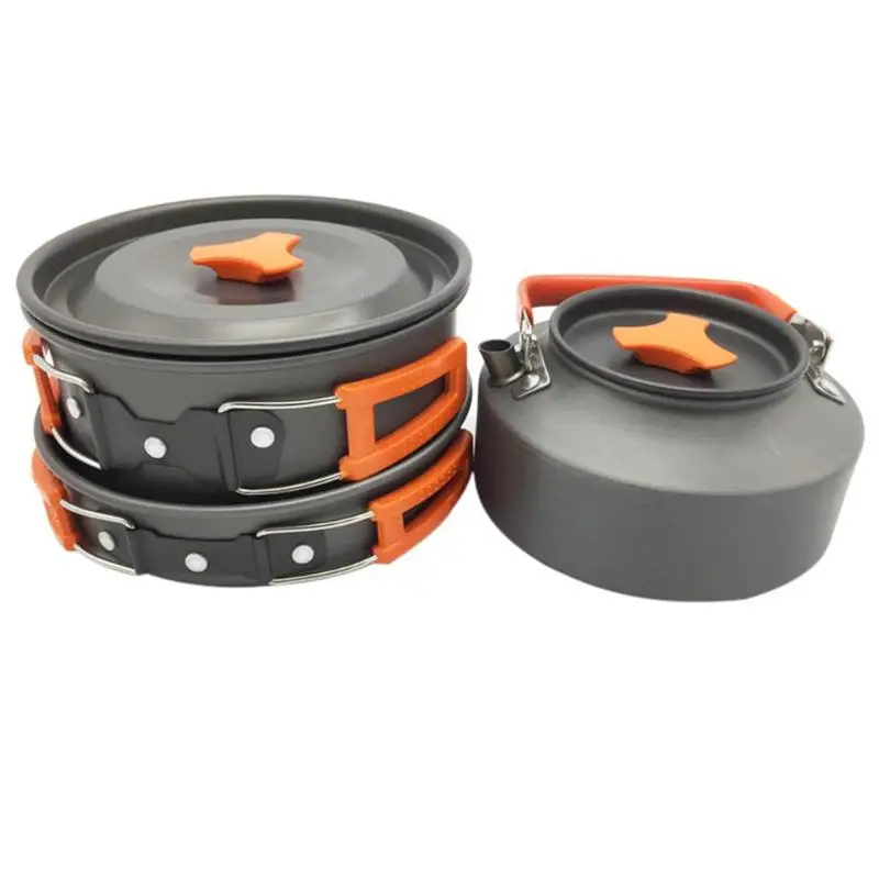8 unids/set 2-3 personas Cookware Bowl Pot cuchara para Camping al aire libre senderismo mochila portátil Picnic barbacoa TablewareZ70