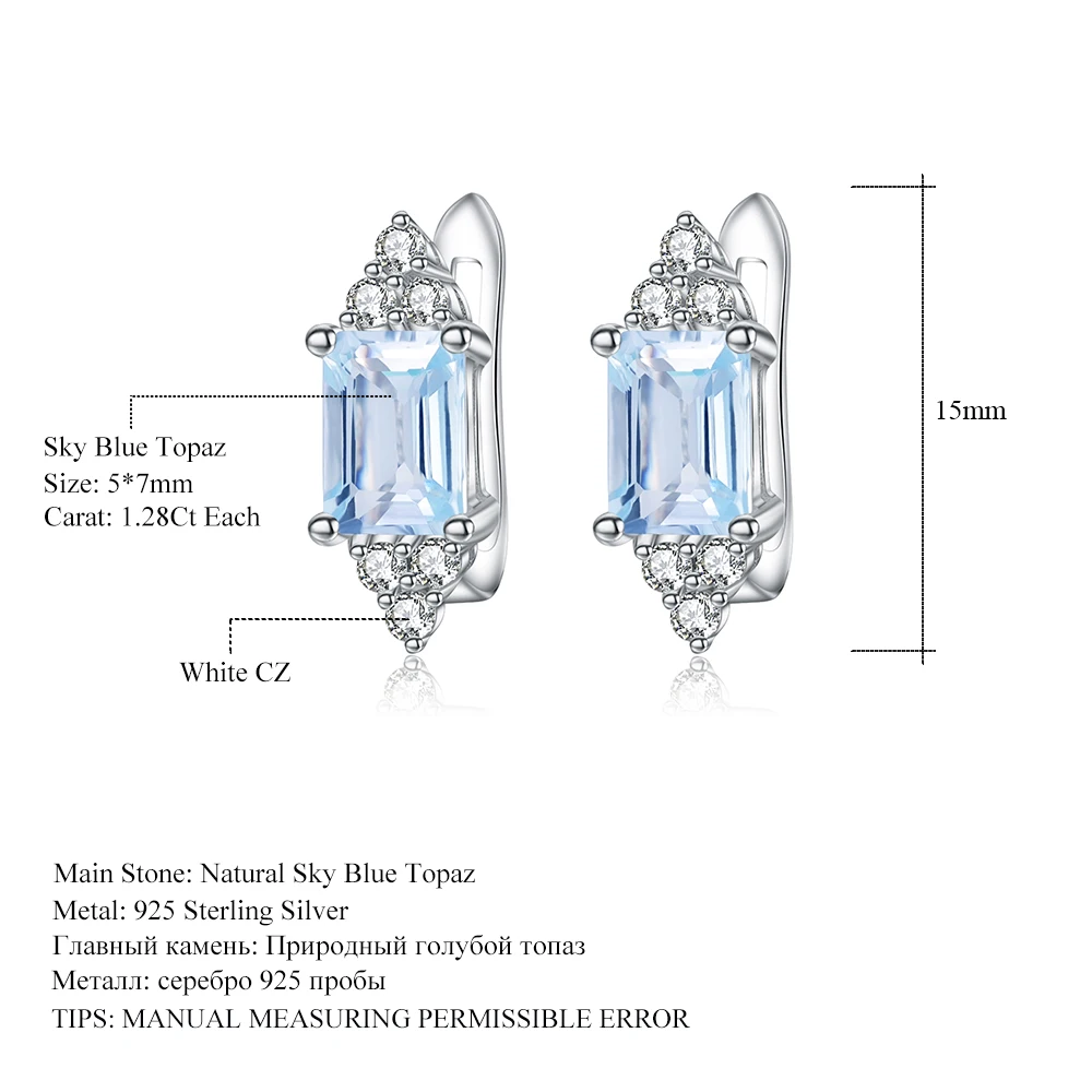 GEM'S BALLET 2.56Ct натуральный Небесно-Голубой топаз серьги трендовые ювелирные изделия 925 пробы серебряные свадебные серьги-гвоздики для женщин подарок