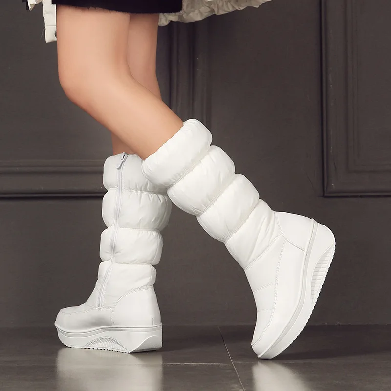 

Autumn and winter women's boots in the tube snow boots flannel fashion pleated wedge with women's boots zapatos mujer NB273