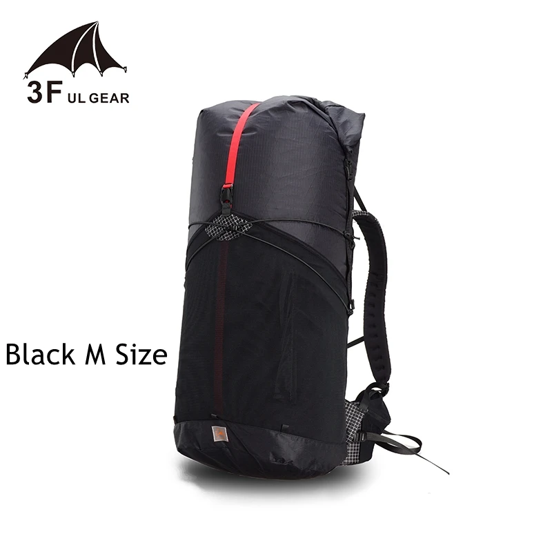 3F UL GEAR 55L большой рюкзак для скалолазания XPAC уличная Сверхлегкая рама меньше пакетов сумки легкие прочные дорожные походные рюкзаки - Цвет: 55L XPAC  Black M