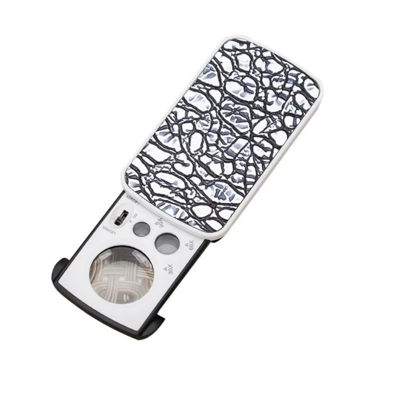 

2017 30X 60X 90X Magnifier LED UV Jewelry Appraisal Reading High Magnification Magnifying Glass Acrylic Optical Lens Loupe