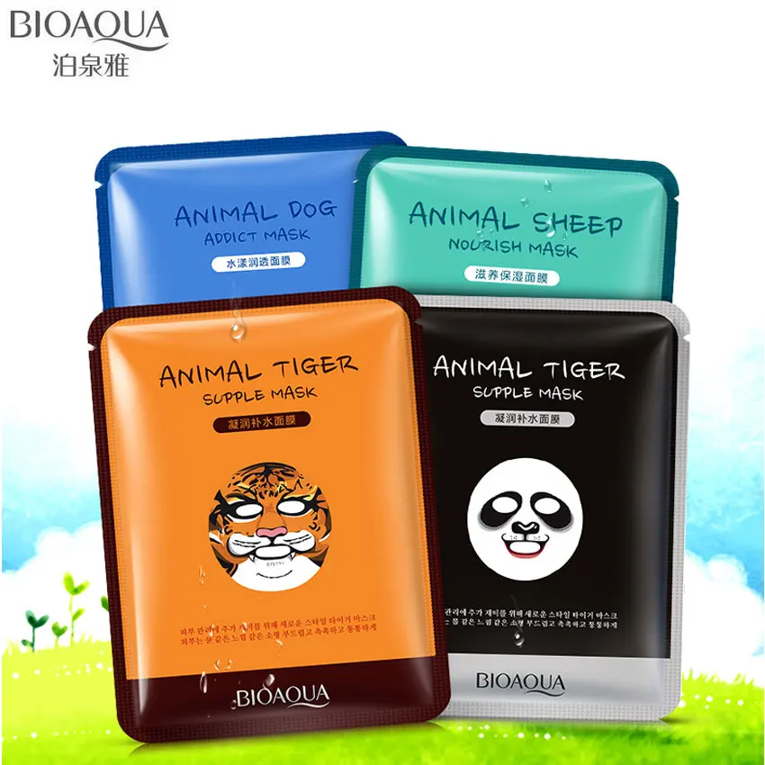 

BIOAQUA Skin Care Sheep/Panda/Dog/Tiger Four Types Facial Mask Moisturizing Oil Control Cute Animal Face Masks